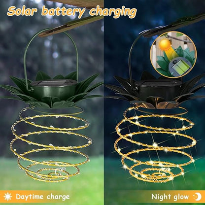 JHPGEOE 2 Pack Outdoor Solar Hanging Lantern Lights - Image 4
