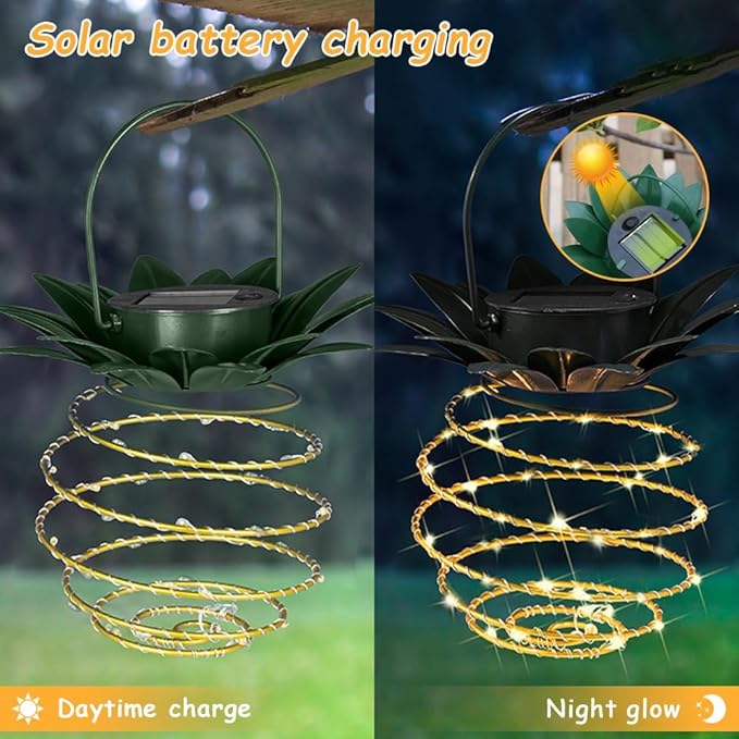 JHPGEOE 4 Pack Outdoor Solar Hanging Lantern Lights - Image 5