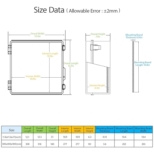 LeMotech Electrical Box, IP67 Waterproof Hinged Cover Stainless Steel Latch - Image 2