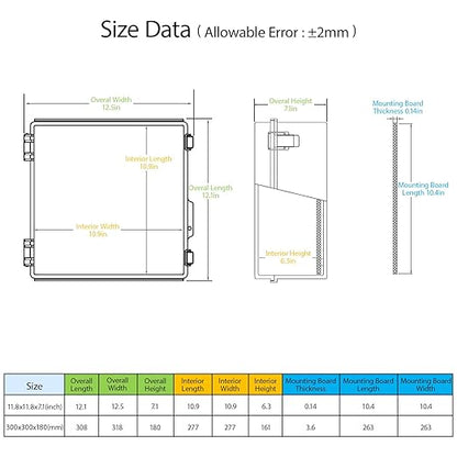 LeMotech Electrical Box, IP67 Waterproof Hinged Cover Stainless Steel Latch - Image 2