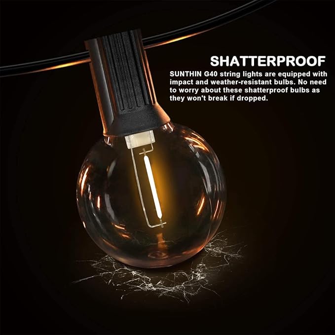 SUNTHIN Outdoor String Lights, 97FT Patio Lights - Image 6