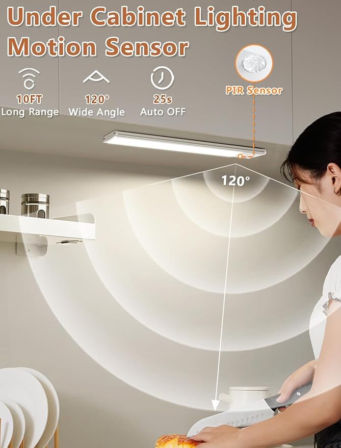 Under Cabinet Motion Sensor Lighting: 14 Inch Dimmable Rechargeable Lights - Image 2