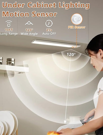 Under Cabinet Motion Sensor Lighting: 14 Inch Dimmable Rechargeable Lights - Image 2
