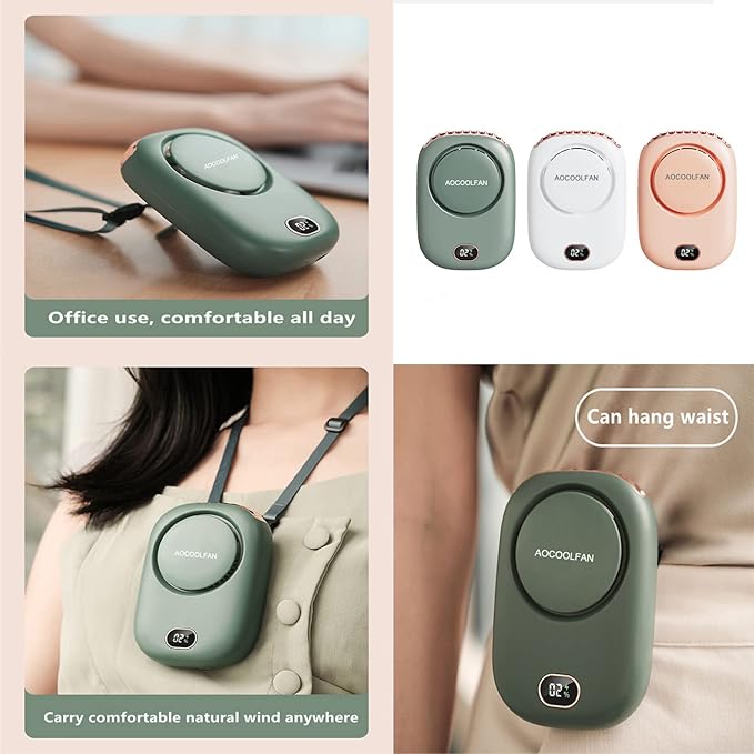 AOCOOLFAN Portable Neck Fan, Mini Small Personal Handheld Fan USB Rechargeable - Image 5