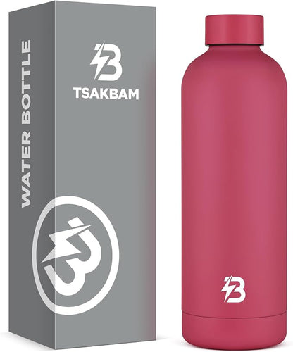 Insulated Water Bottle with Lid, 25 oz Reusable Leak-Proof Metal Stainless by TSAKBAM