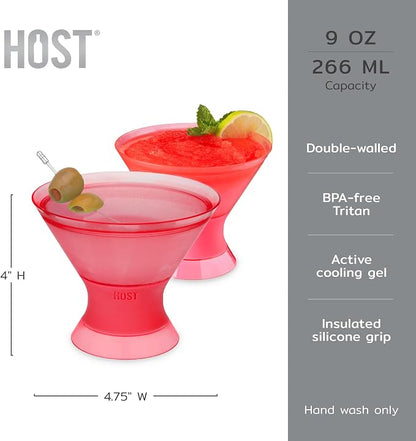 HOST Freeze Insulated Martini Cooling Cups, Plastic Freezer Gel Chiller Double - Image 3
