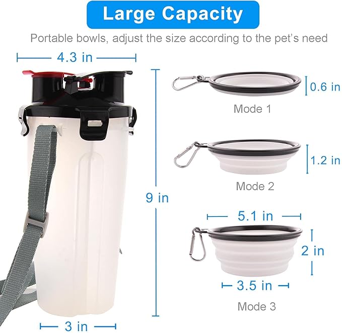 Dog Travel Water Bottle Collapsible Bowls, 2 in 1 Pet Food Container - Image 6