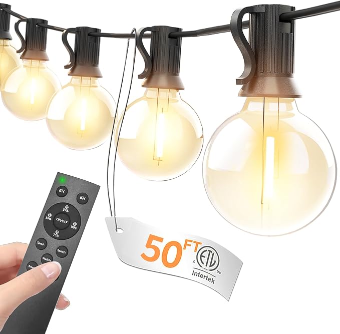 Outdoor String Lights with Remote 50FT by Unknown
