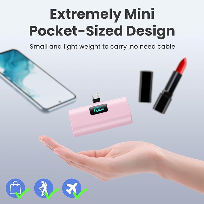 Mini Portable Charger USB C Power Bank, Upgraded 5500mAh PD Fast Charging - Image 3