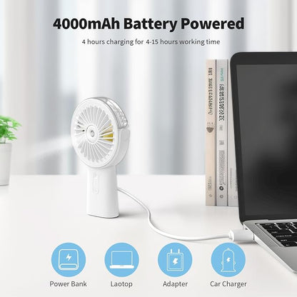 Otlonpe Handheld Misting Fan Portable, Small Personal Hand Held Rechargeable - Image 3