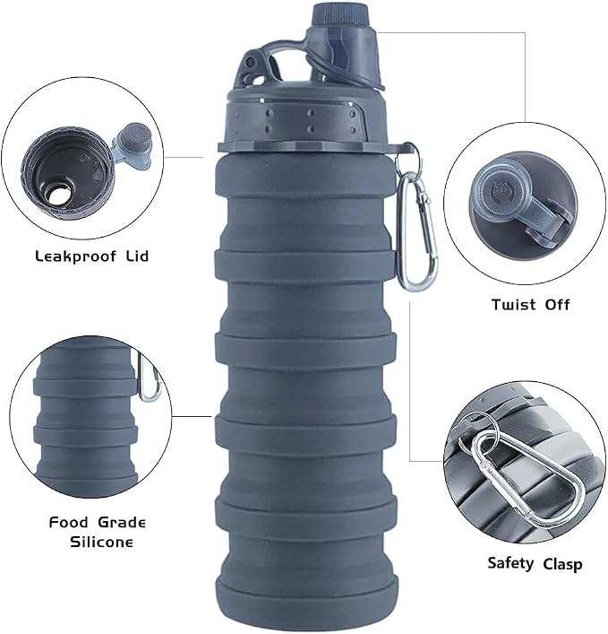 Collapsible Water Bottles 4 PackTravel water bottle Sports Portable Water - Image 3
