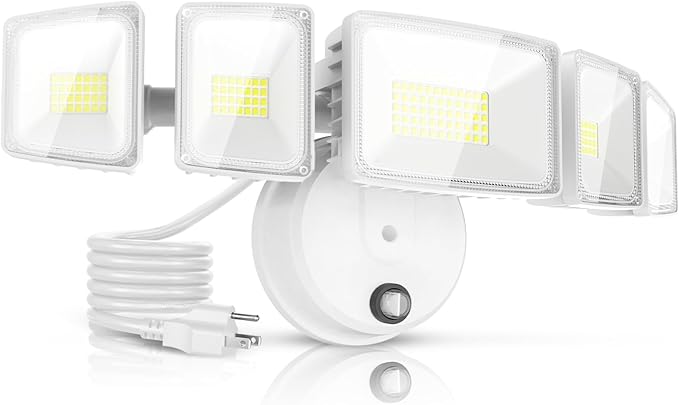Onforu 150W 15000LM Dusk to Dawn Outdoor Lighting, 5 Heads Plug in Flood Lights by Onforu