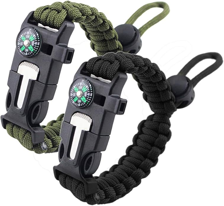 ZHIYE Survival Paracord Bracelet Flint Fire Starter Scraper Compass Wilderness by ZHIYE