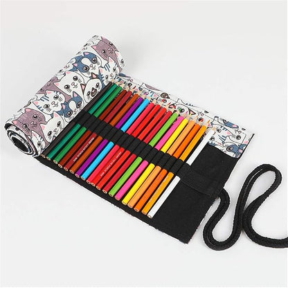 Funny live 24/36/48/72 Slots Colored Pencil Wrap Roll up Pen Holder Case - Image 3
