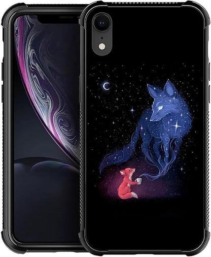 for iPhone XR Case, Galaxy Fox Wolf Pattern Graphic Design Girl Boy Soft by FKBRCL4U