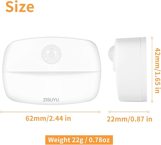 ZISUYU Motion Sensor Light Indoor Led Night Light Stick on Nightlight Battery - Image 5