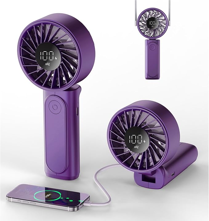Peiyuu Portable Handheld Fan, USB Rechargeable 180° Foldable Mini Desk Fan by Peiyuu