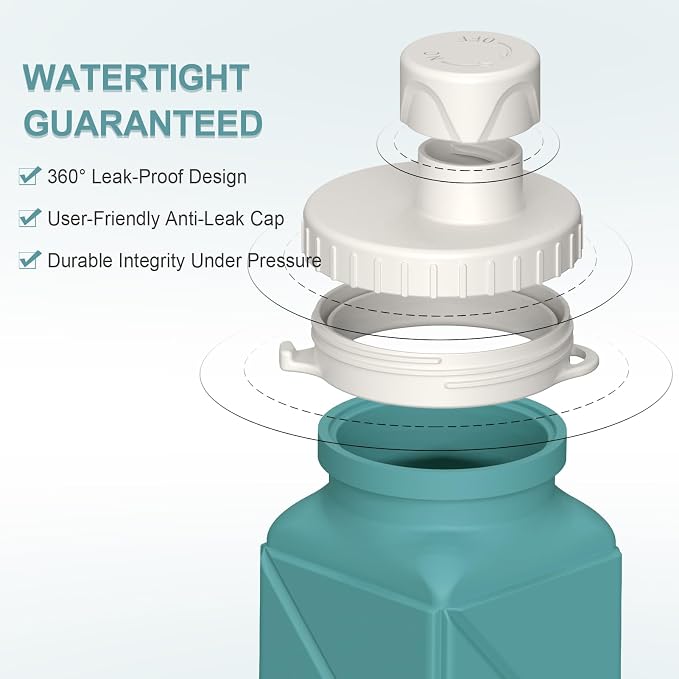 BEAUTAIL Collapsible Water Bottles 20.6oz, Silicone Foldable Portable Travel - Image 4