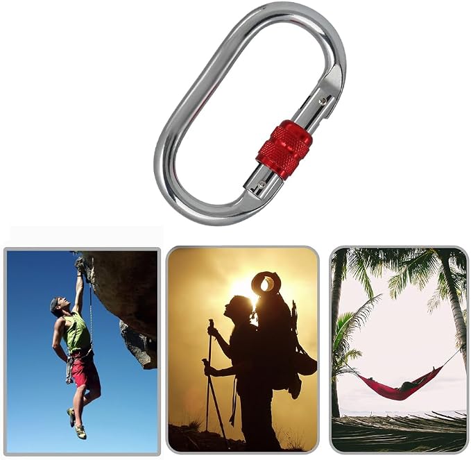 Heavy Duty Locking Climbing Carabiner Clip CE Rated 25 kN 5600 LB Rugged - Image 3