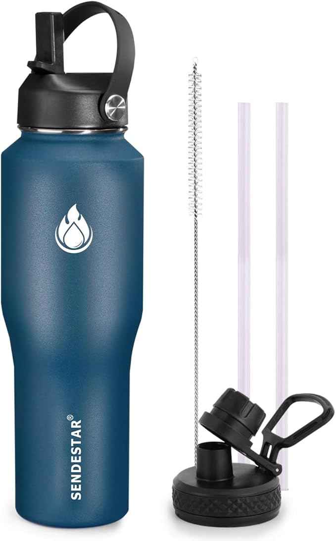 SENDESTAR Water Bottle 32oz, Wide Mouth Stainless Steel Vacuum Insulated Double by Sendestar