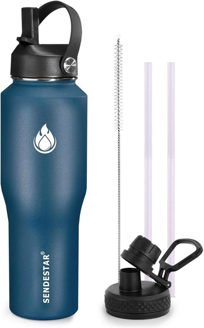 SENDESTAR Water Bottle 32oz, Wide Mouth Stainless Steel Vacuum Insulated Double by Sendestar