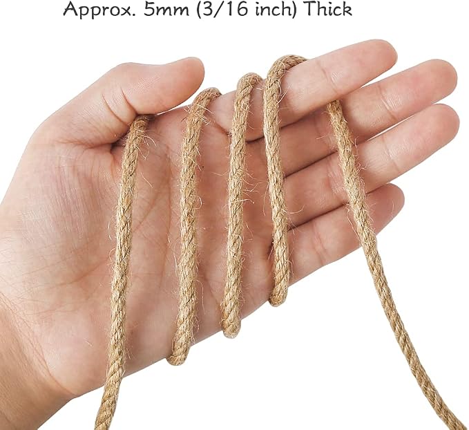 Tenn Well 5mm Jute Rope, 295 Feet 4Ply Twisted Thick Twine Rope - Image 2