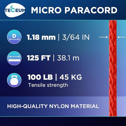 TECEUM Micro Paracord – 1.18 mm X 125 ft – Micro Utility Cord – Thin Braided - Image 2
