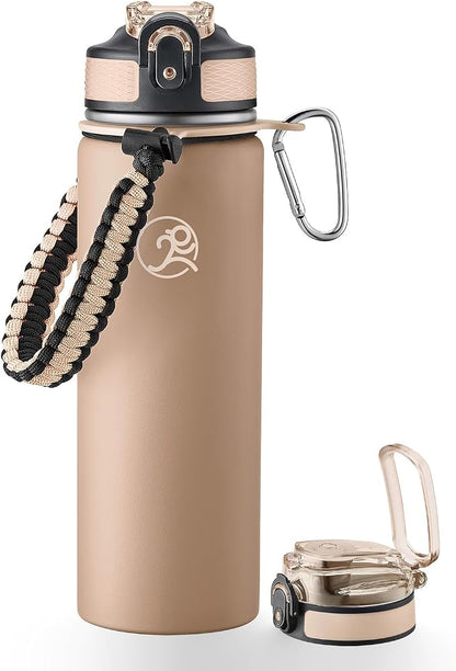 GOSWAG Insulated Sports Water Bottle, 24oz 2 Lids, Stainless Steel Water Bottles by GOSWAG