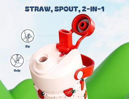 12 oz Kids Metal Water Bottle: 2-in-1 Straw Spout Lid, Spill-Proof, Easy Clean - Image 6