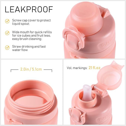 TakeToday Collapsible Water Bottles 21oz, Foldable Platinum Silicone Travel - Image 7