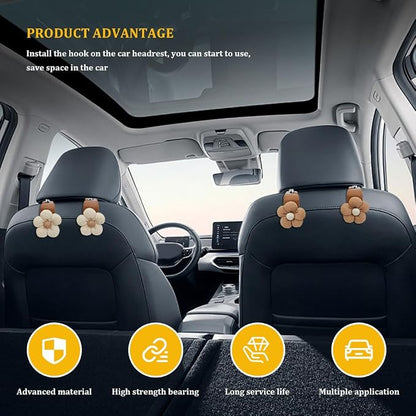 4PCS Car Hooks for Purses and Bags, Flower Car Headrest Hook - Image 4