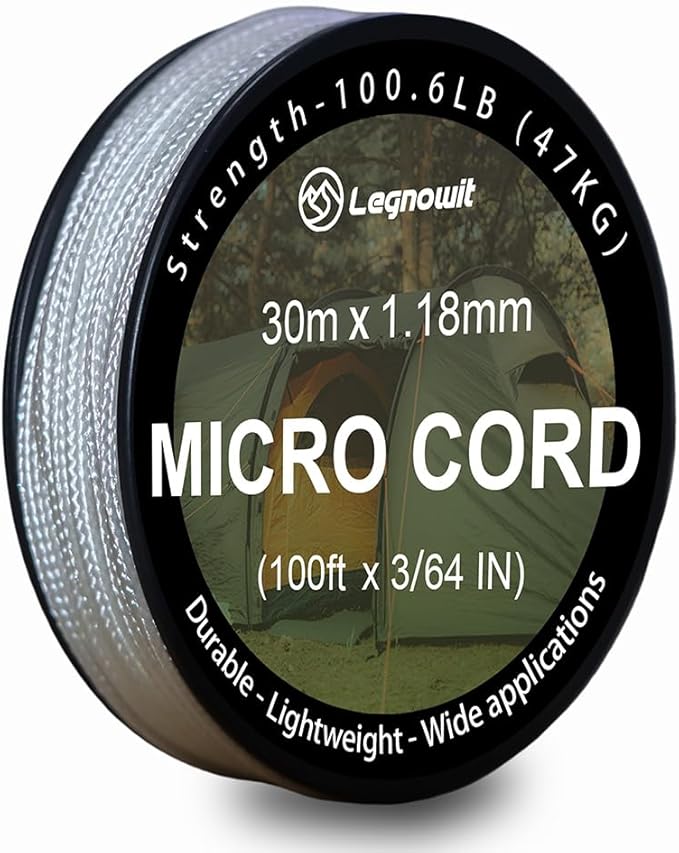 Micro Paracord, 1.18mm x 100ft Thin Mini Utility Braided Small Paracord by Legowitoutdoor