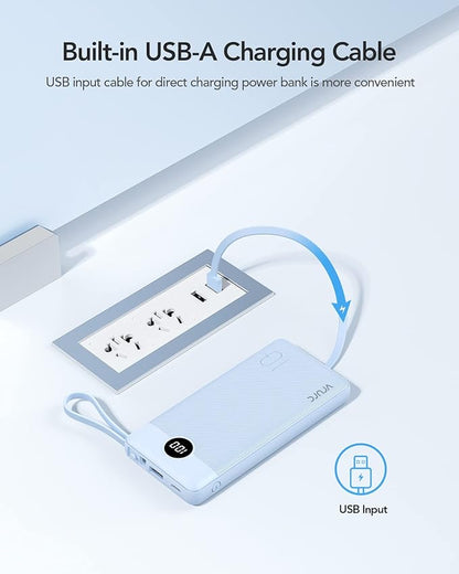 VRURC 10000mAh Power Bank Built-in Cables, Portable Charger - Image 3