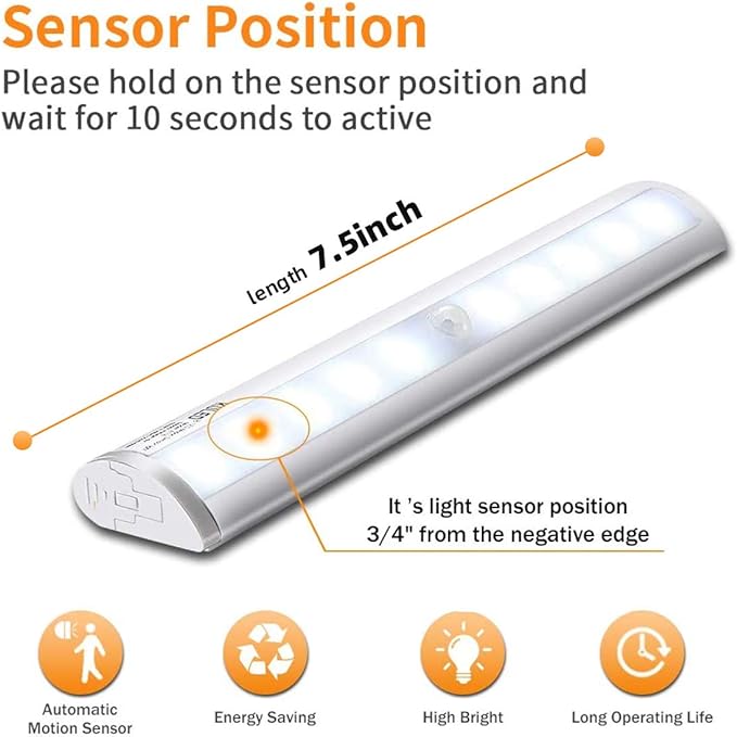 KULED 10-led Motion Auto Sensing LED Light, Battery Powered DIY Stick-on Under - Image 4