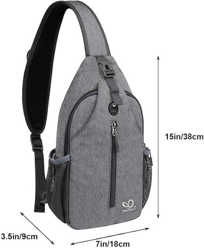 WATERFLY Crossbody Sling Backpack Sling Bag Travel Hiking Chest Bags Daypack - Image 2