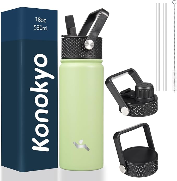Konokyo 18 oz Insulated Water Bottle Stainless Steel Sport Bottles by Konokyo