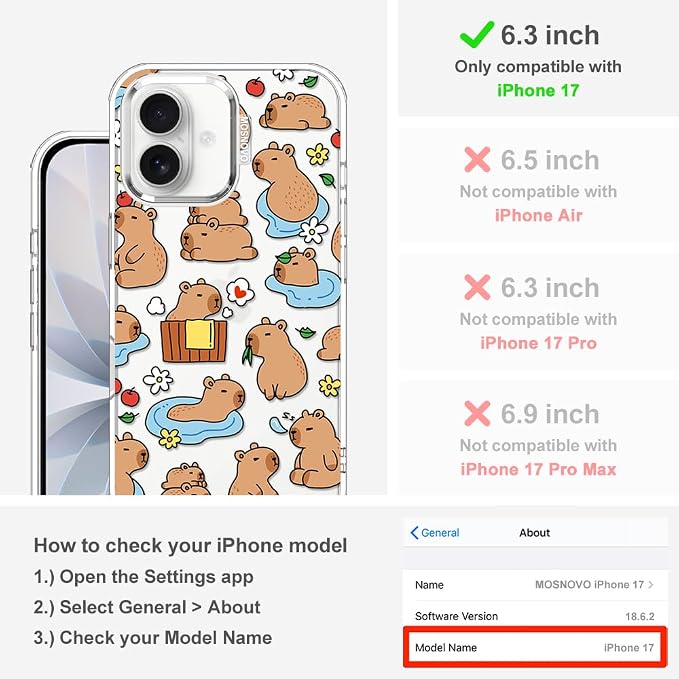 MOSNOVO for iPhone 17 Case, Shockproof Military-Grade Protection 6.6ft Drop - Image 2