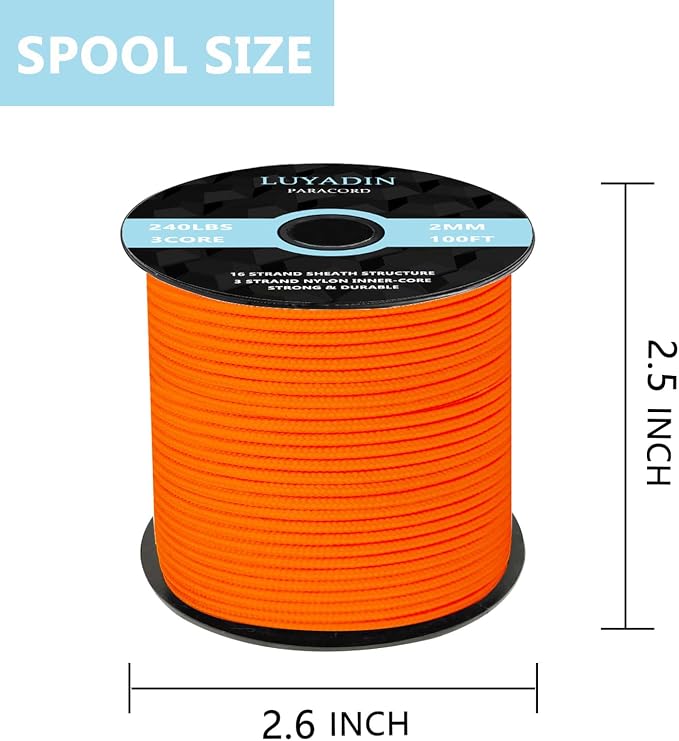 Paracord 240lb - Diameter 2mm Micro Utility Cord -3 Strand Parachute Spool Cord - Image 2