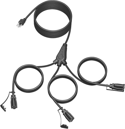 28 Ft Outdoor Extension Cord, 1 to 3 Splitter Heavy Duty Weatherproof Power Cord by JIOODICH.