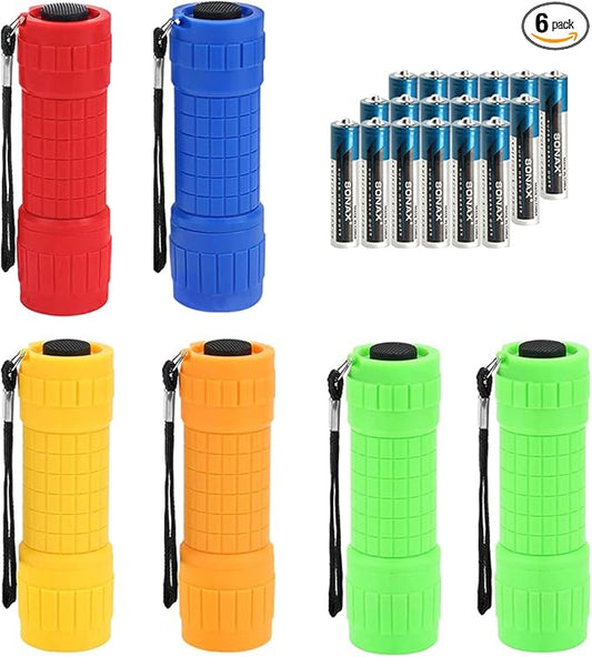 Whaply 6-Pack Small Mini Flashlight Set, 5 Colors, COB LED Handheld Flashlight by Whaply