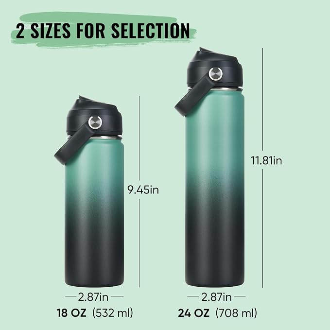 Fijinhom 18oz Insulated Stainless Steel Water Bottle, Wide Mouth Double Wall - Image 2