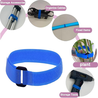 10 Pack Reusable Fastening Cable Ties and Cable Straps Blue Color djustable - Image 3