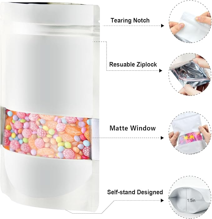 5.5"x7.8" 120pcs Mylar Bags for Food Storage, Smell Proof Bag - Image 3
