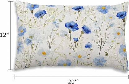 EKOBLA Watercolor Flowers Decorative Pillow Case Throw Pillow Covers Blue - Image 2