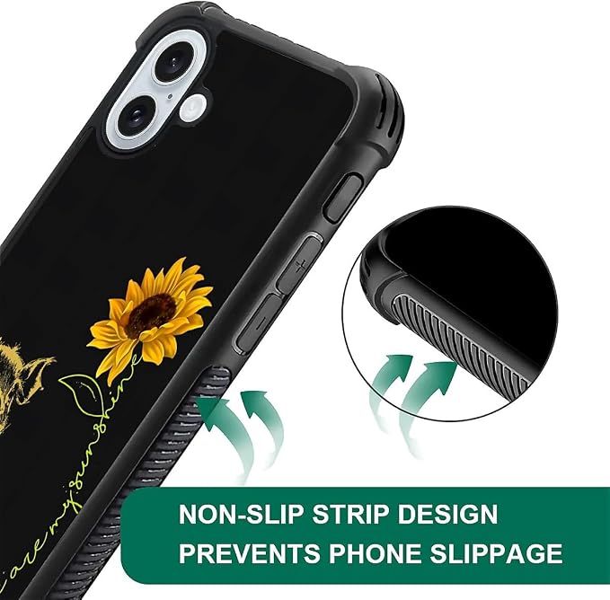 for iPhone 16 Plus Case, Pig Sunflower Yellow Sunshine Pattern Graphic Design - Image 6