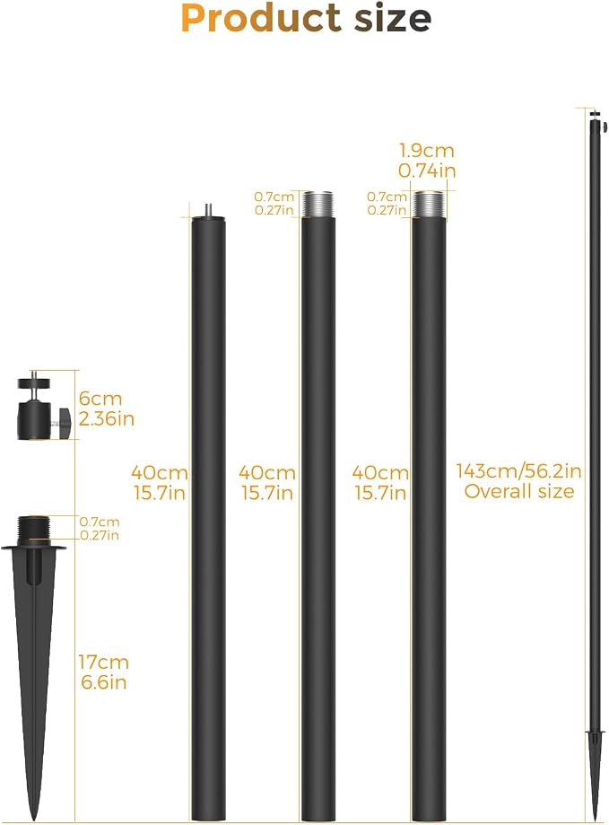 Adjustable Security Camera Ground Stake Mount 16"-48" Height, 360° Swivel - Image 8