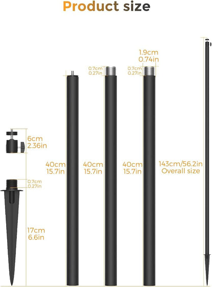 Adjustable Security Camera Ground Stake Mount 16"-48" Height, 360° Swivel - Image 8