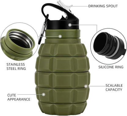 Collapsible Travel Water Bottle 19.6 oz, Reuseable Silicone Foldable Water - Image 3