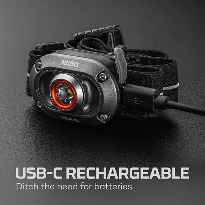 NEBO MYCRO 250 Rechargeable Headlamp | 250 Lumens, 3 Light Modes, Water - Image 7