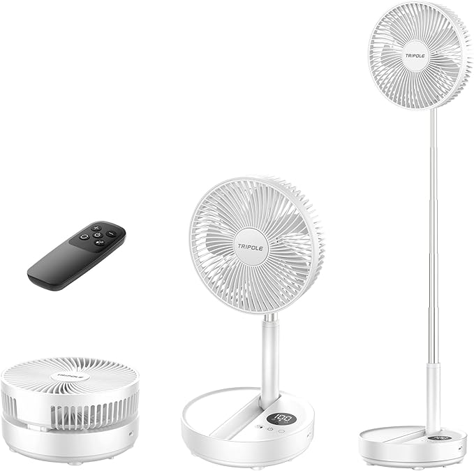 TriPole Portable Standing Fan, 8000mAh Rechargeable Oscillating Fan by TriPole